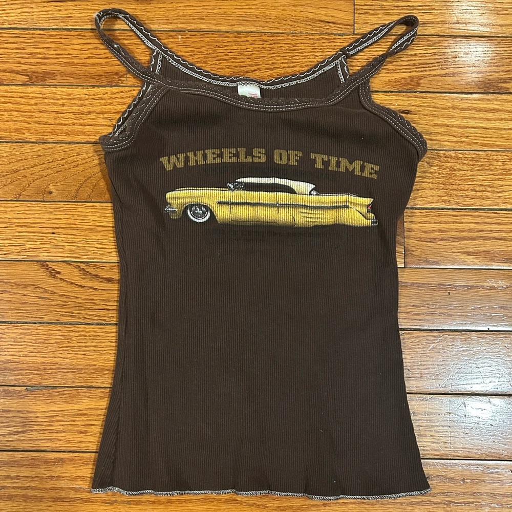Y2K Anvil Women’s “Wheels of Time” Brown Tanktop